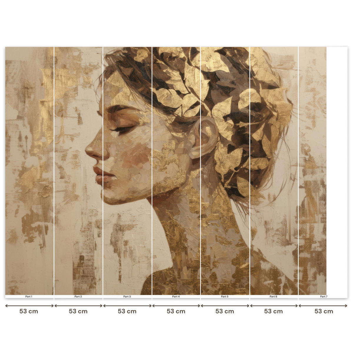 TAPETE - Frau - Gold - Abstrakt - Textur - 350x300 cm - Goldfarben, Papier (350/300cm) - OnlyWow