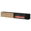 TV-LOWBOARD Capital 200 EF mit Kamin - Eiche Wotan/Schwarz, Holzwerkstoff (200/38/30cm) - MIRJAN24