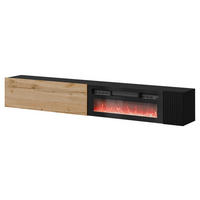 TV-LOWBOARD Capital 200 EF mit Kamin - Eiche Wotan/Schwarz, Holzwerkstoff (200/38/30cm) - MIRJAN24