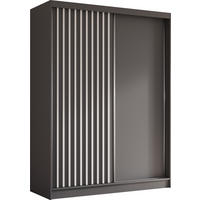 SCHWEBETÜRENSCHRANK Cabinio Grau Weiß 160/216/61 cm – Modern, mit Lamellen - Weiß/Grau, Holzwerkstoff/Kunststoff (160/216.1/61cm) - AX Living