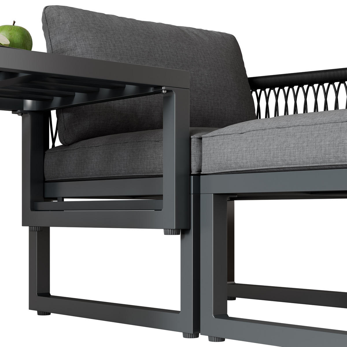 GARTENLOUNGE-SET 66/60/64 cm mit 2 Sesseln, 2 Hockern, höhenverstellbarem Tischhocker und flexiblen Kombinationen, Grau - Grau, Metall - Redom