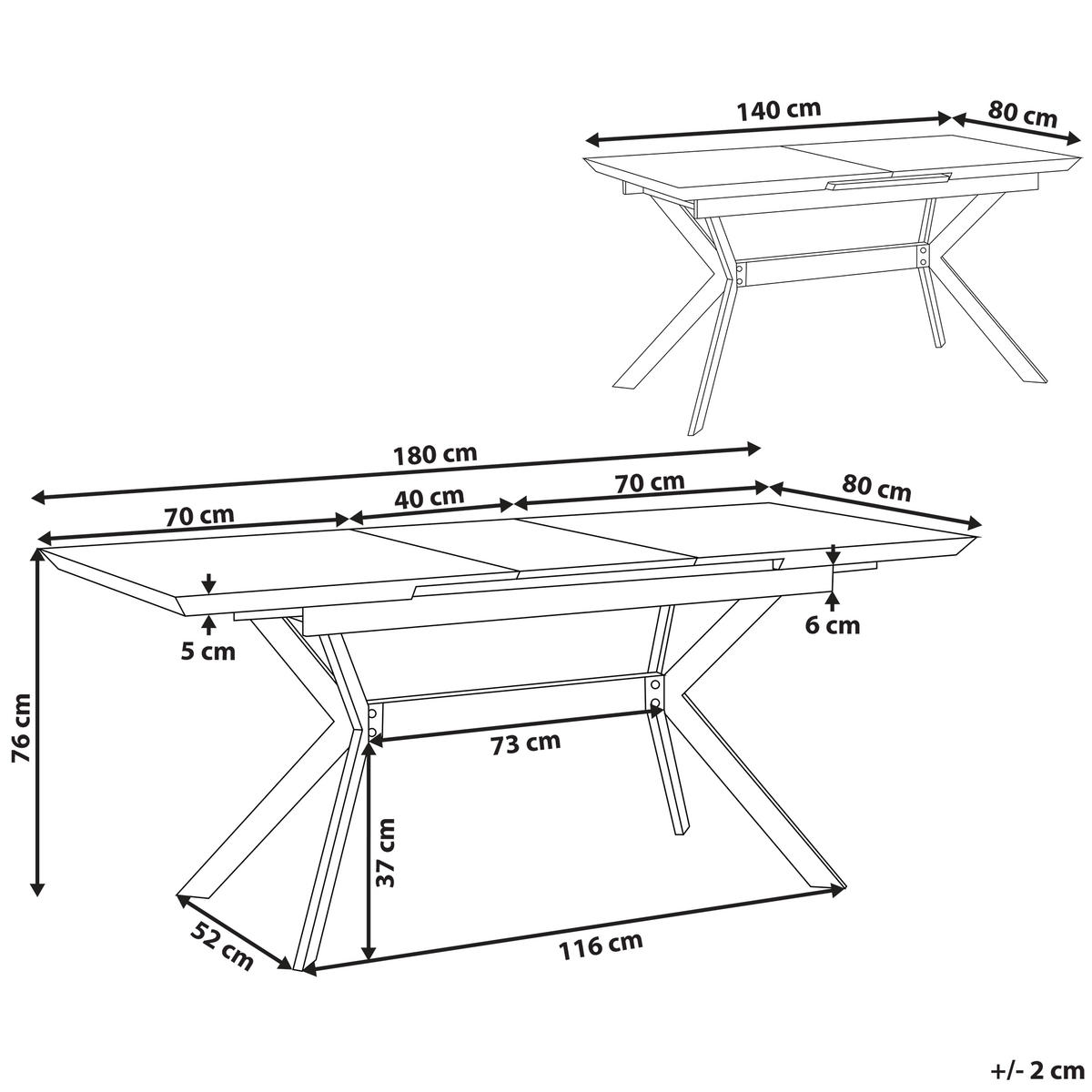 ESSTISCH 140-180/80/76 cm Hellgrau Rechteckig Benson - Grau, Holzwerkstoff (180/80/76cm) - Beliani