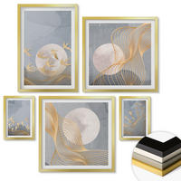WANDBILDER 5er Set - 50x50 cm & 20x30 cm & 40x60 cm Goldrahmen - Weiße Pferde - Goldfarben, Kunststoff (40/60cm) - ArtPrintCave