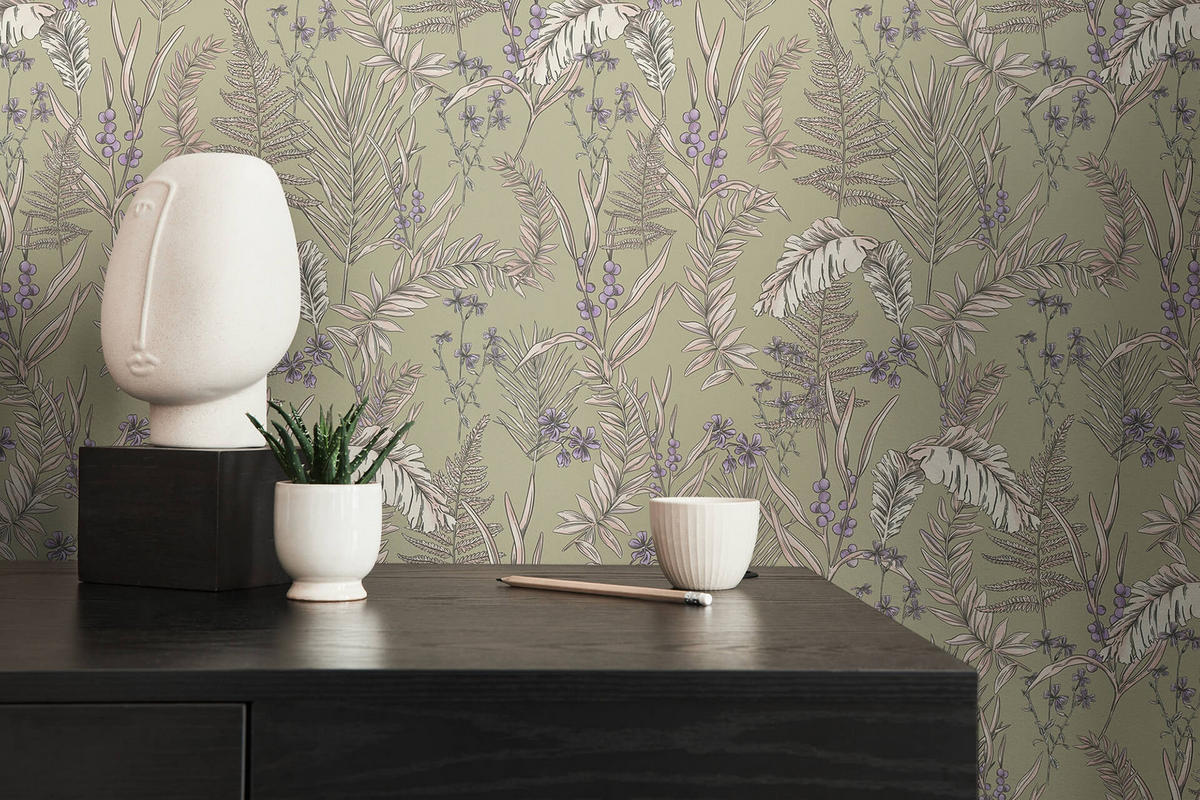 VLIESTAPETE Grün 53/1005 cm - Grün, Textil (53/1cm) - KUNSTLOFT