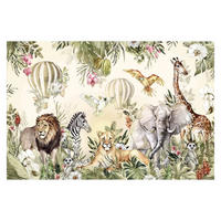 FOTOTAPETE Aquarell Savannen Tiere 432/290 cm - Multicolor, Papier (432/290cm) - Bilderwelten