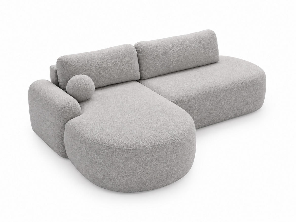 ECKSOFA Aurio O Bouclé-Stoff Grau Links - Grau, Holz/Textil (271/177cm) - Graingold