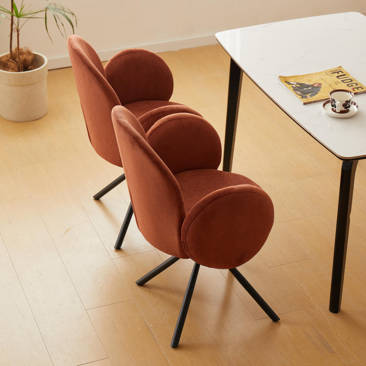 STUHL 2er-Set Kord Terracotta - Rot, Holz (65/89/60cm) - Nordlys