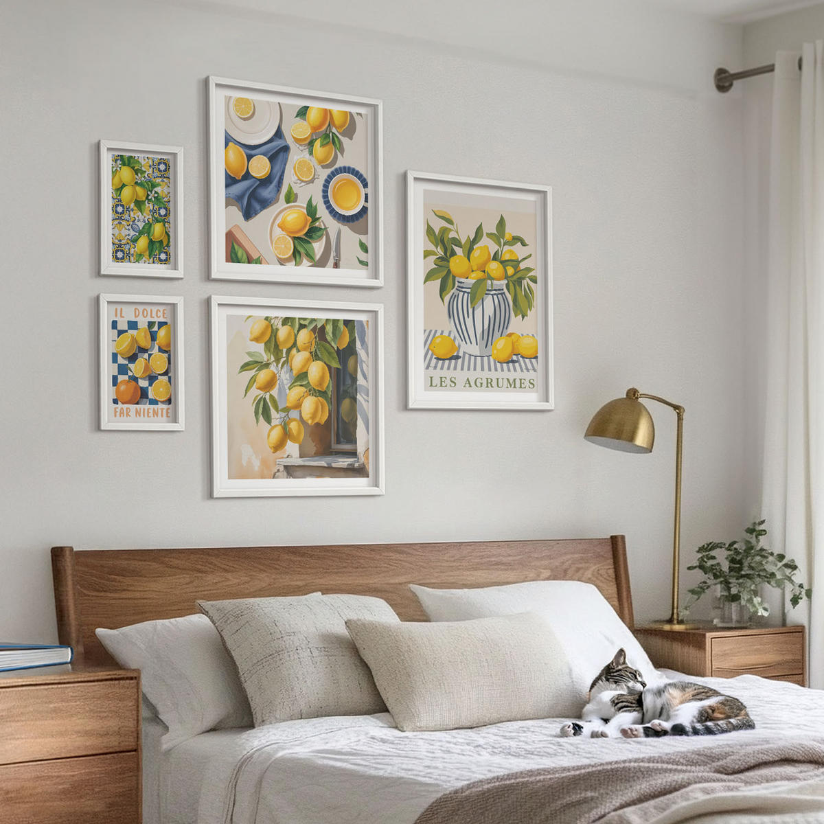 BILDER SET 5er Set - 50x50 cm & 20x30 cm & 40x60 cm Weißer Rahmen - Rustikale Cocktails mit Olivenblüten - Weiß, Kunststoff (40/60cm) - TULUP