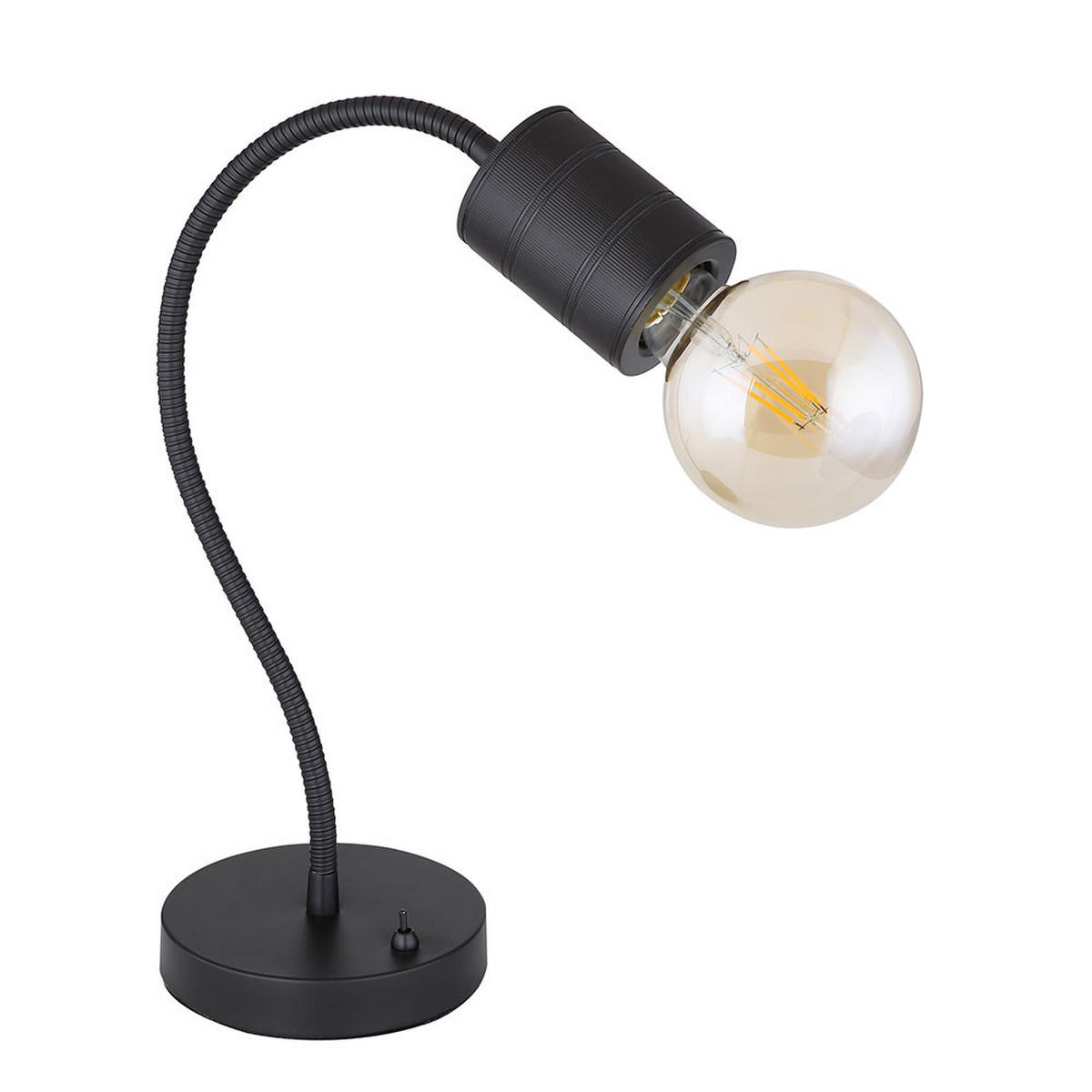 TISCHLEUCHTE Metall Schwarz matt flexibel verstellbar - Schwarz, Metall (26/14/59cm) - Globo Lighting