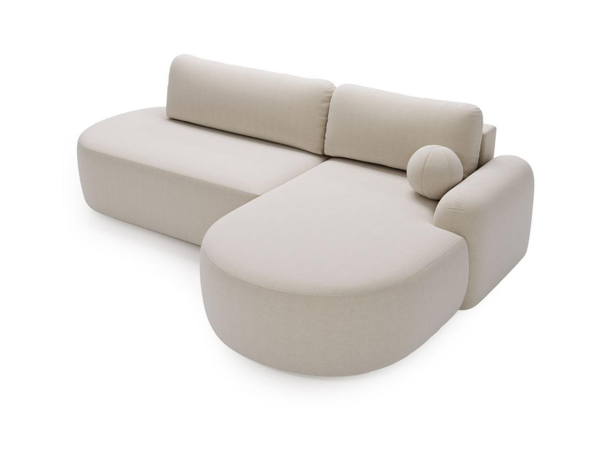 ECKSOFA Aurio O Bouclé-Stoff Creme Rechts - Creme, Holz/Textil (271/177cm) - Graingold
