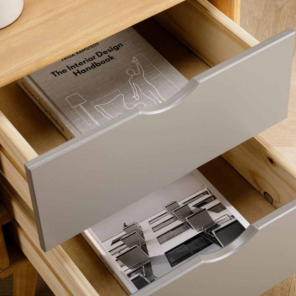 NACHTTISCH COLIMA natur/grau - Naturfarben/Grau, Holz (50/46/40cm) - IDIMEX