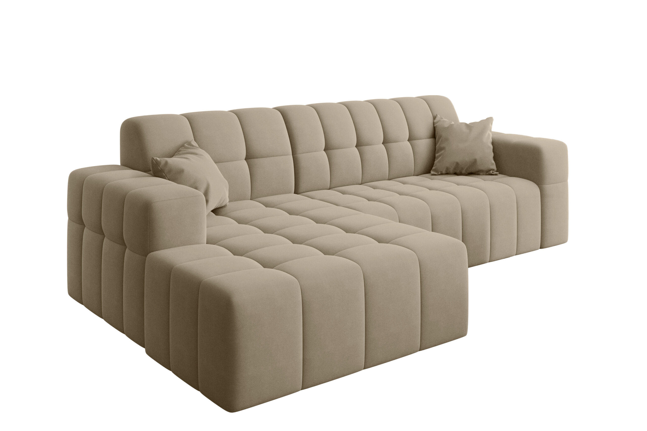 ECKSOFA L-förmiges Nimes Velours Stoff Beige Links - Beige, Holz/Kunststoff (168/265cm) - Kaiser Möbel