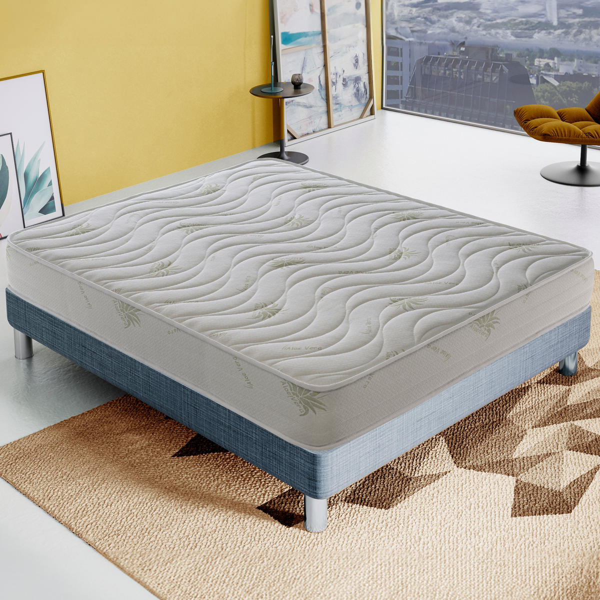 MATRATZE 200x200, Höhe 25 cm, Kaltschaum H4, ALOE VERA - Weiß, Textil (200/200cm) - iLoveSleep