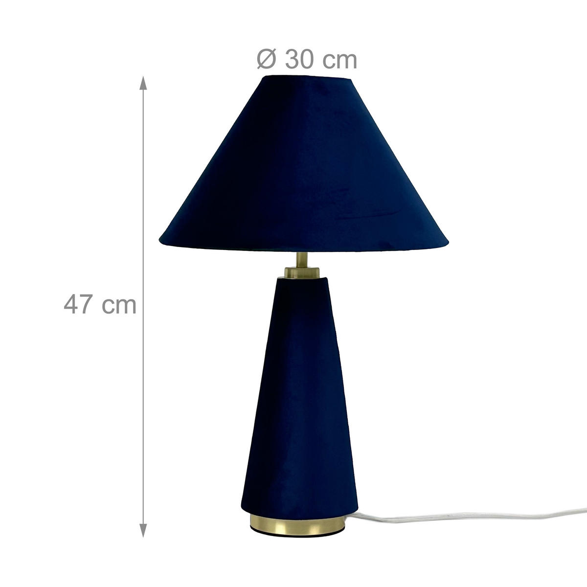 TISCHLAMPE - Dunkelblau, Textil/Metall (30/30/47cm) - Relaxdays