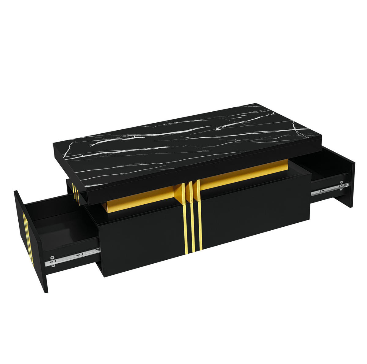 TV-ELEMENT 2-tlg. mit Couchtisch 200 cm Schwarz - Schwarz, Holzwerkstoff (200/40/42cm) - Meubliv