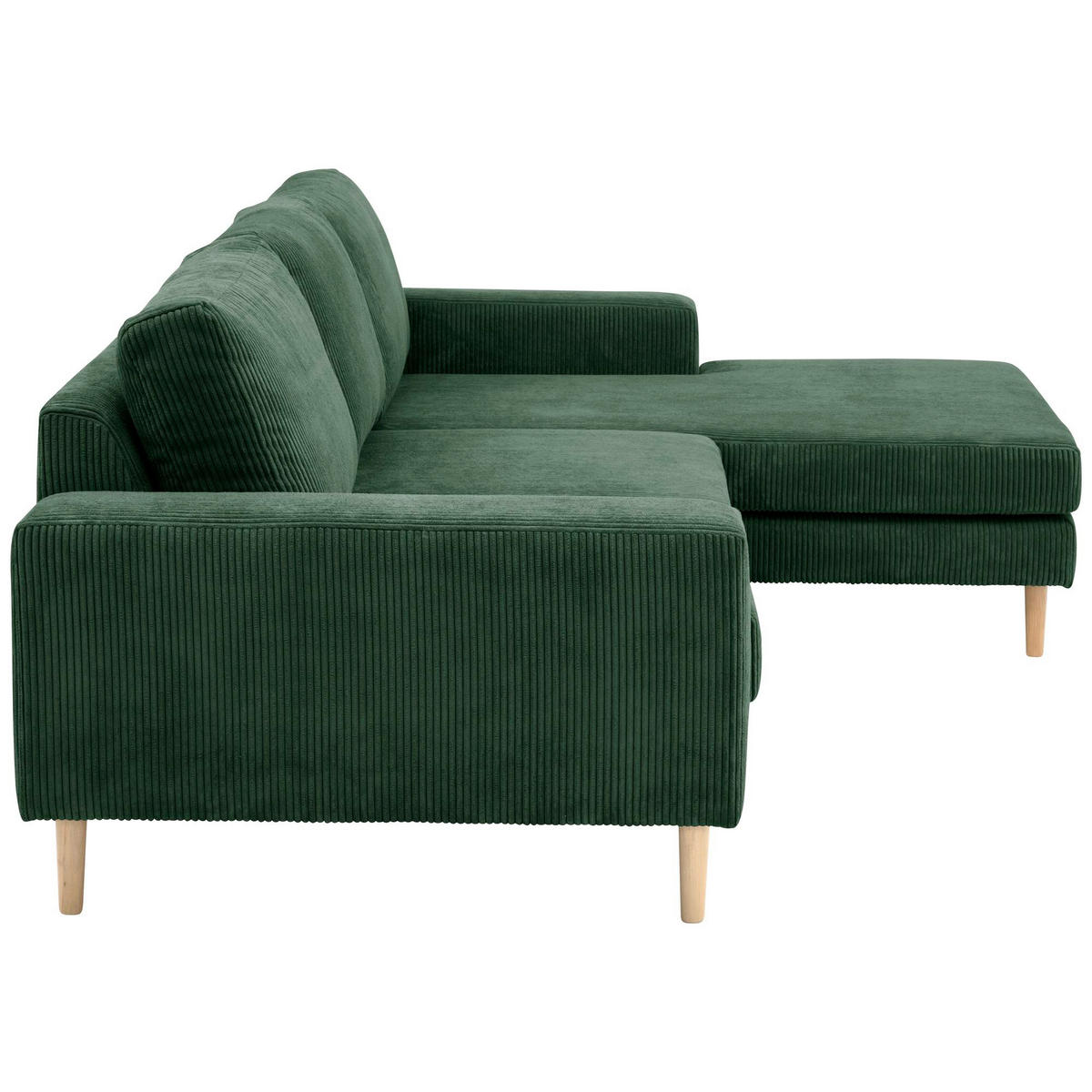 SOFA mit Longchair rechts Kaylynn Cordstoff dunkelgrün - Dunkelgrün, Kunststoff (175/294cm) - 58aufmkessel