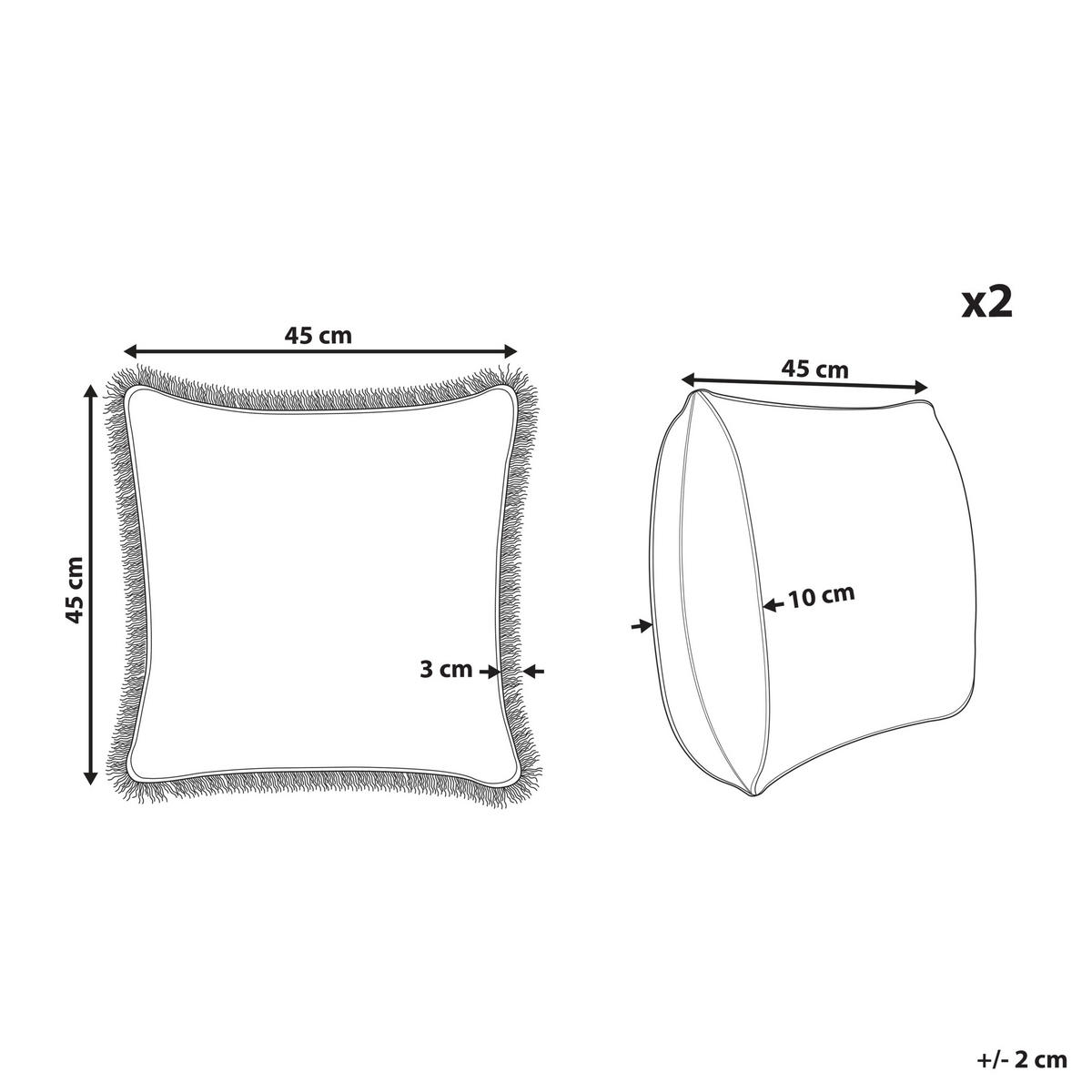 DEKOKISSEN 2er-Set Hellgrün 45/45 cm Filix - Hellgrün, Naturmaterialen/Textil (45/45cm) - Beliani