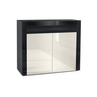 KOMMODE Valencia Creme Hochglanz / Schwarz Hochglanz - Creme, Holzwerkstoff (108/92/40cm) - Vladon