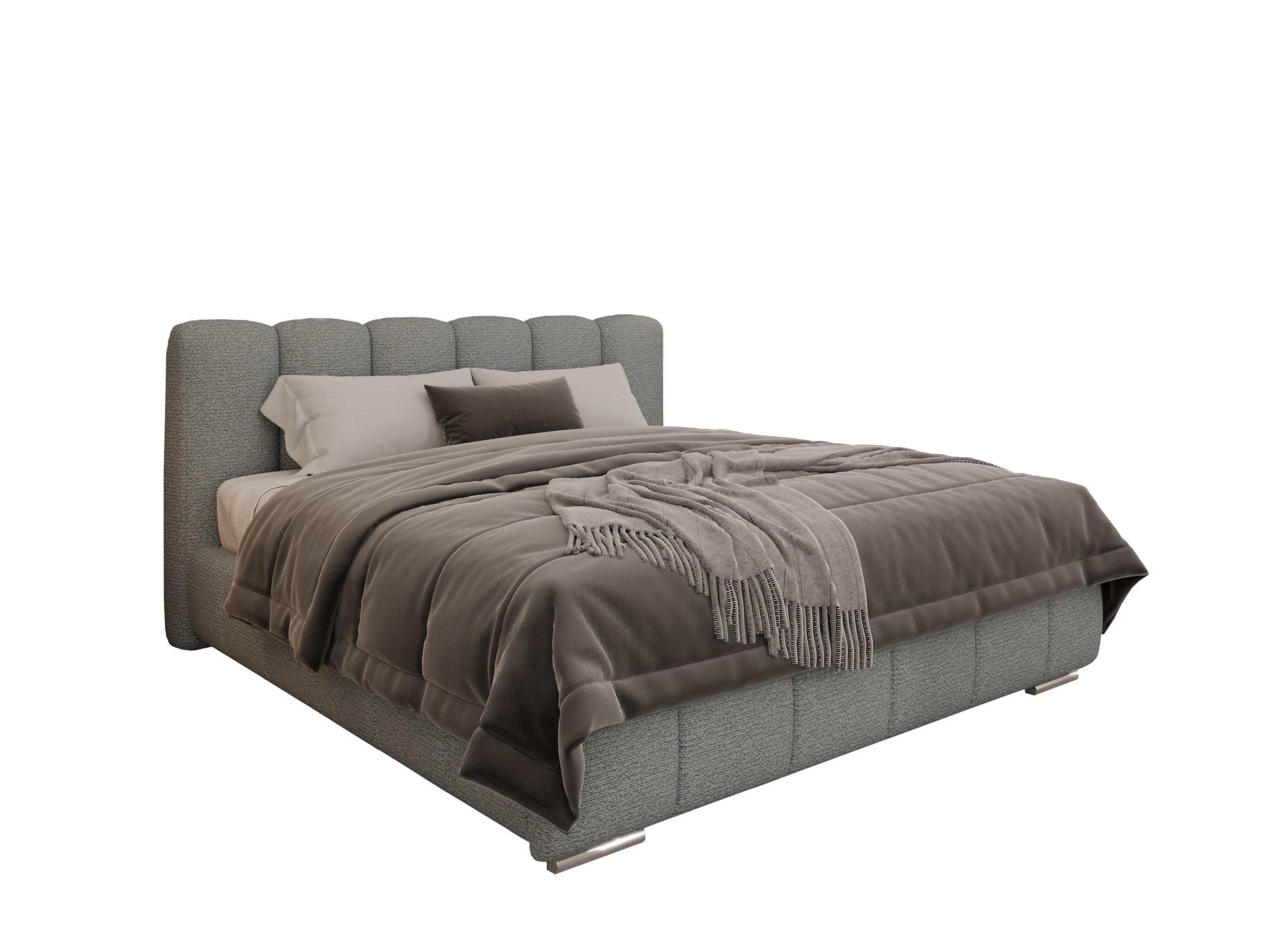 POLSTERBETT ZAIRA 180 x 200 cm mit Bettkasten und Lattenrost, 7-Zonen-Taschenfederkernmatratze CIRA (24 cm) – Grau - Grau, Holz (160/200cm) - Panda Möbel