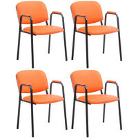 BESUCHERSTUHL 4er Set Lederlook orange - Orange, Textil/Metall (53/79/55cm) - CLP