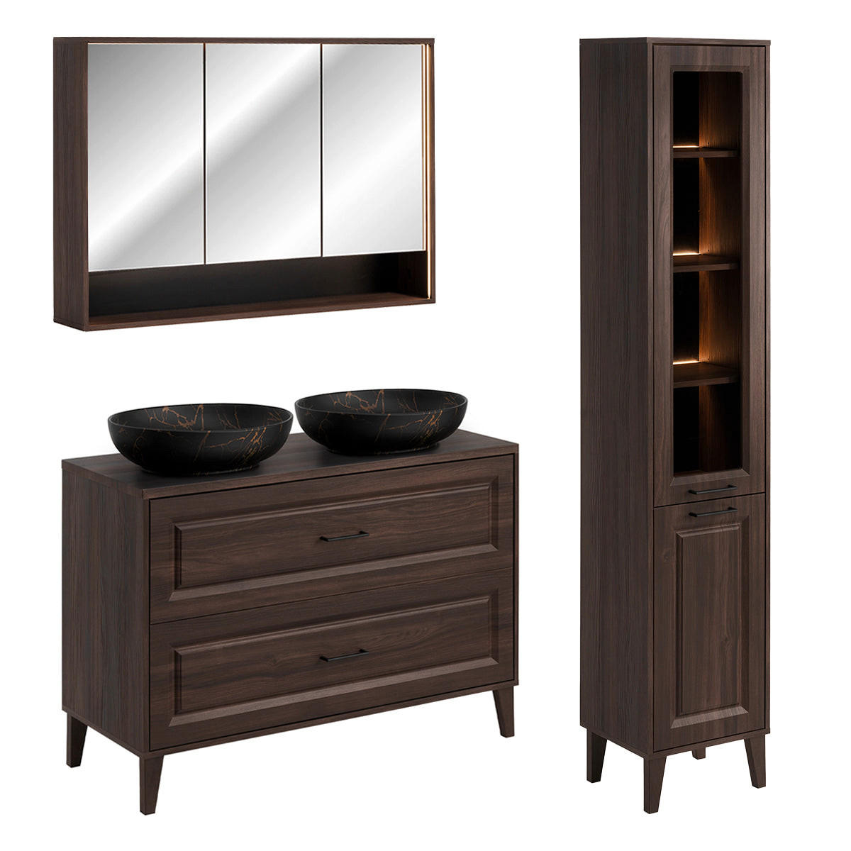 KOUPELNOVÝ NÁBYTEK 120cm Moka 2er-Set Dřevo - hnědá, kompozitní dřevo (120/84.5/46cm) - Petits-meubles