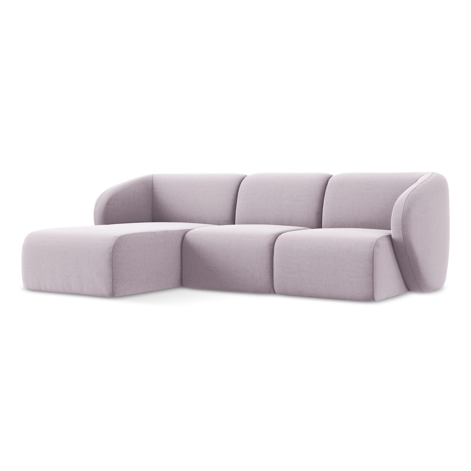 ECKSOFA Links Samt Stoff Violett - Flieder/Schwarz, Holzwerkstoff/Kunststoff (248/166cm) - LaMiaSofa