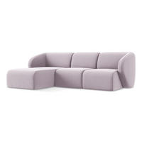 ECKSOFA Links Samt Stoff Violett - Flieder/Schwarz, Holzwerkstoff/Kunststoff (248/166cm) - LaMiaSofa