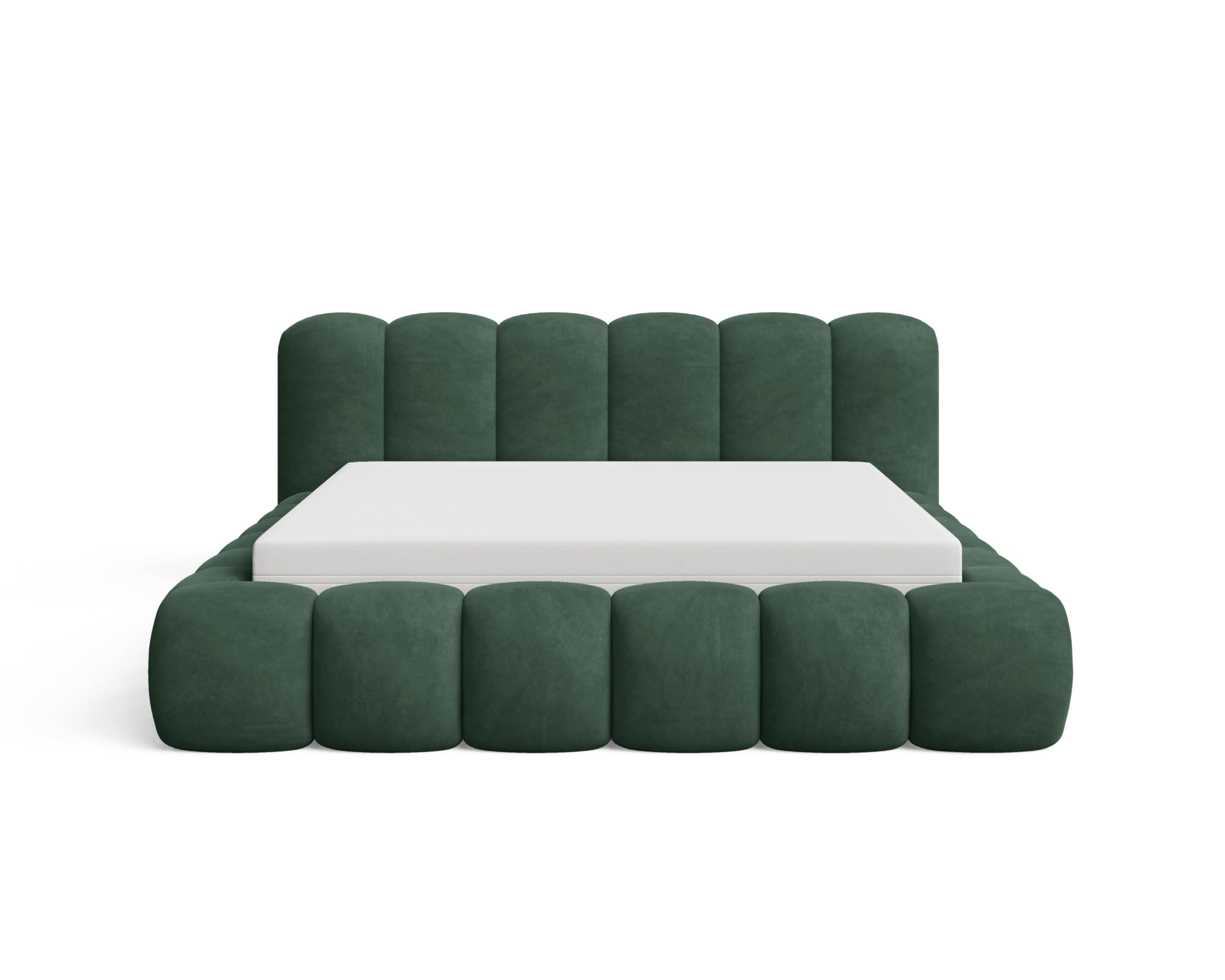 POLSTERBETT 140x200 mit Bettkasten, Lattenrost und Kopfteil, Velluto-Samt Stoffbezug Grün - Grün, Holz (140/200cm) - Chilly
