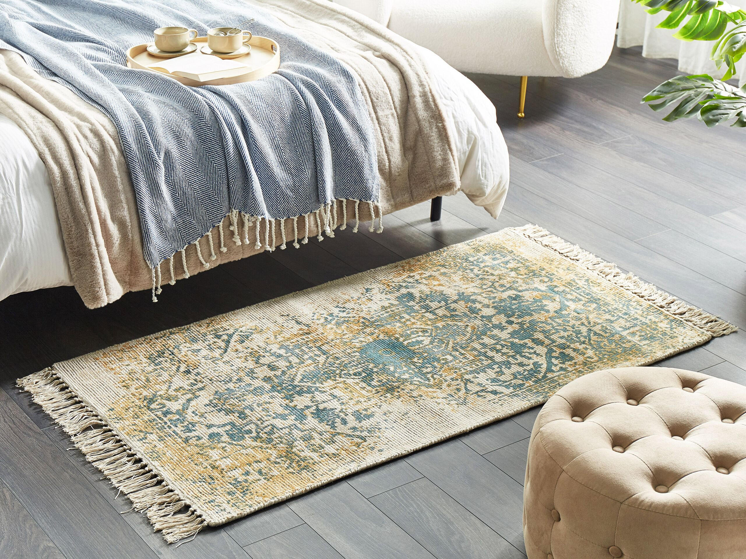 VINTAGE-TEPPICH Boyali 150/80 cm - Grün, Naturmaterialen (80/150cm) - Beliani