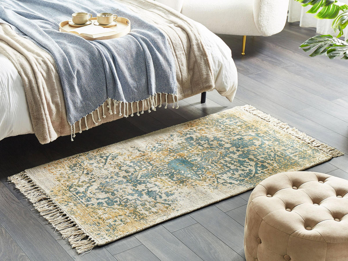 VINTAGE-TEPPICH Boyali 150/80 cm - Grün, Naturmaterialien (80/150cm) - Beliani