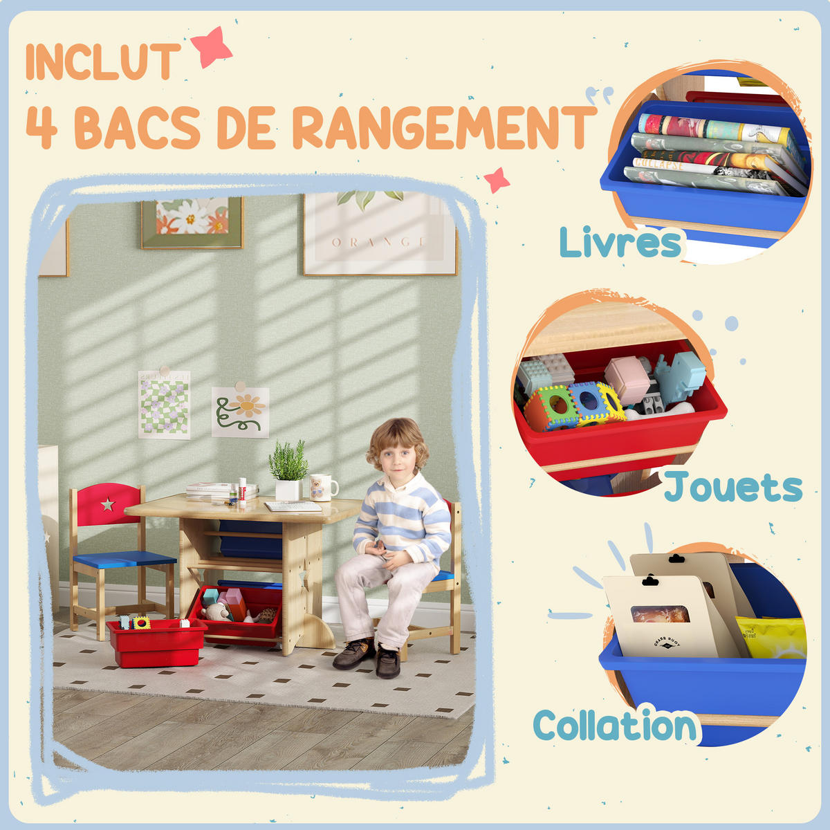 KINDERSITZGRUPPE DE-17523 4 Aufbewahrungsboxen Naturholz - Naturfarben, Holzwerkstoff (57/50/77cm) - ComfortXL