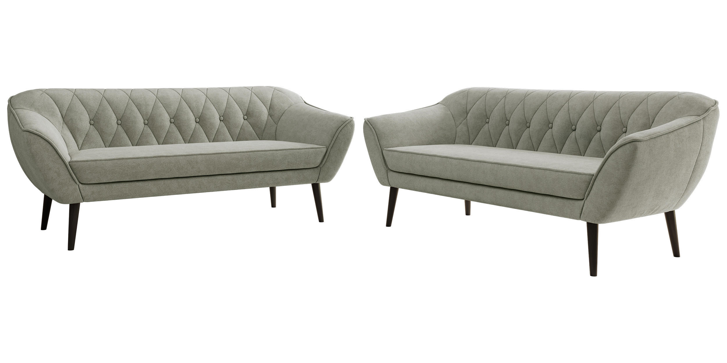 SEDACÍ SOUPRAVA PIRS 3+3 - Světle šedá Strukturovaná látka - Černé nohy - černá/stříbrná, kompozitní dřevo/textil (180/75/74cm) - MKS