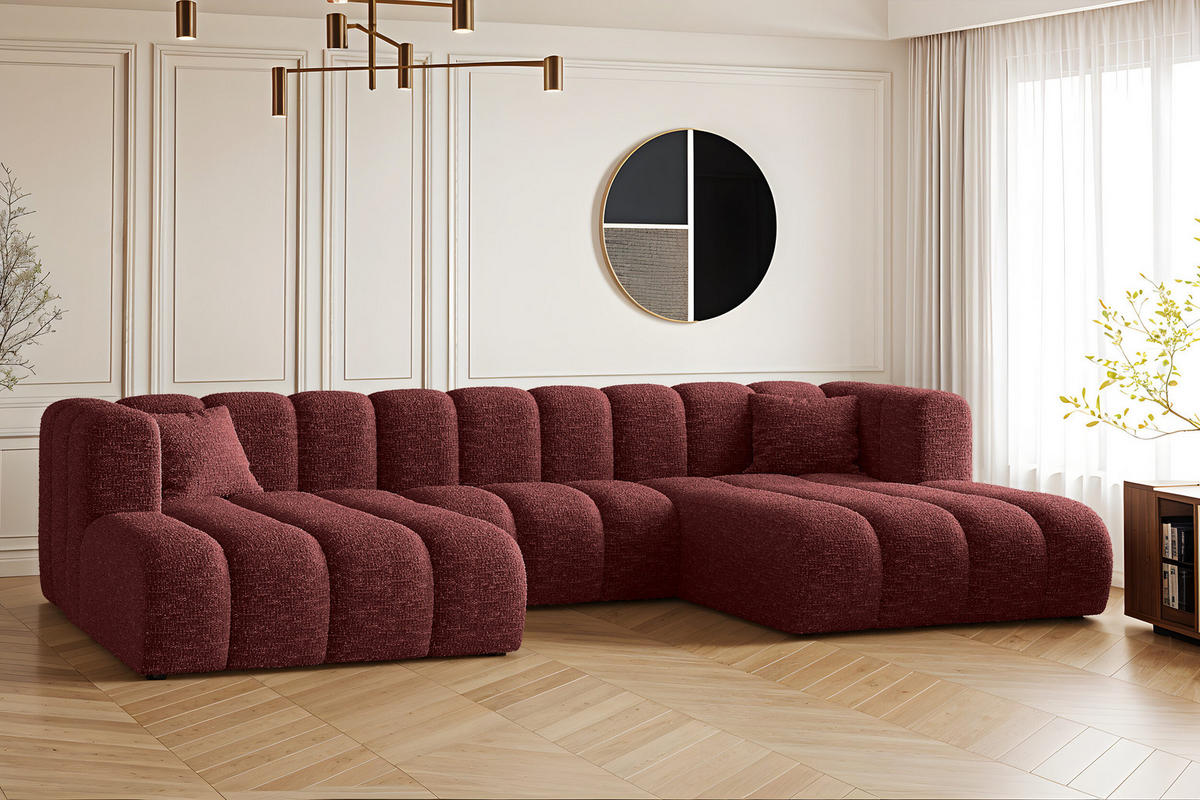 ECKSOFA U-form Grand modular stoff Haga Rotwein - Rot, Holz (317/179cm) - Kaiser Möbel