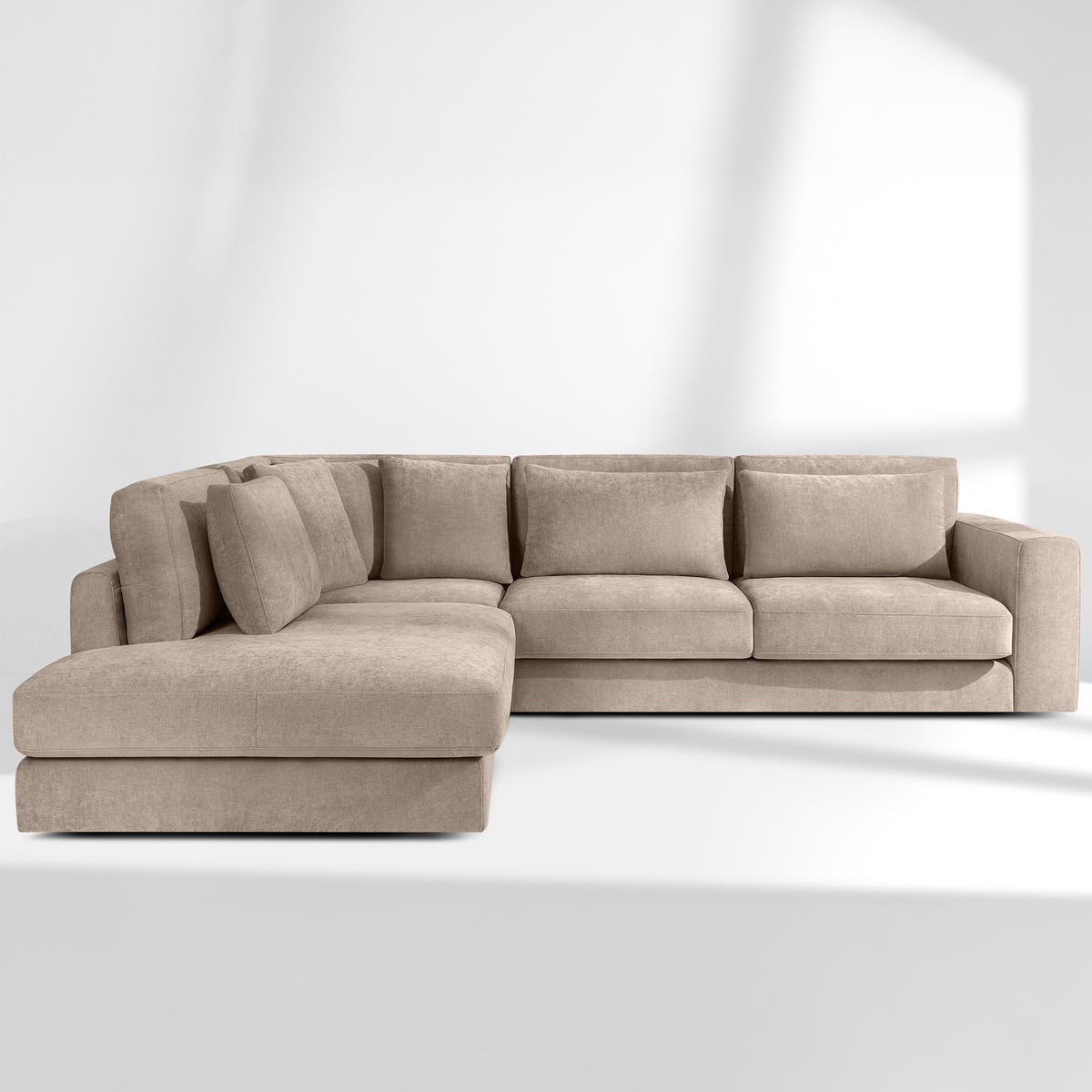 ECKSOFA links VERUS - Ecru, Holz/Holzwerkstoff (297/248cm) - KONSIMO®
