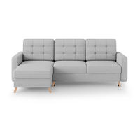 ECKSCHLAFSOFA Vinci mit universelle Ottomane, Hellgrau - Buchefarben/Hellgrau, Textil (236/151cm) - Beautysofa