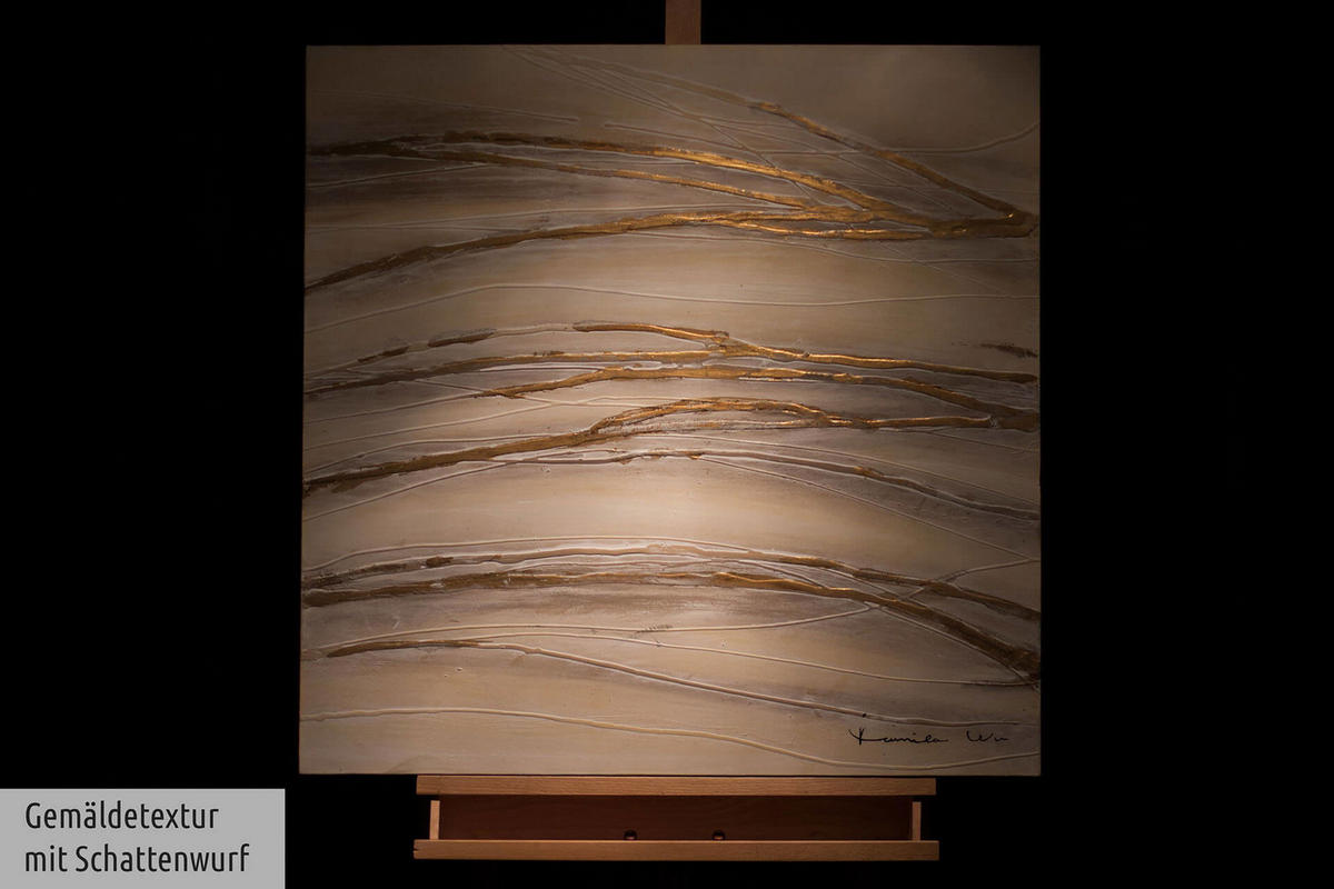 ACRYLBILD HANDGEMALT 80/80 cm - Goldfarben, Holz/Textil (1.48/80cm) - KUNSTLOFT