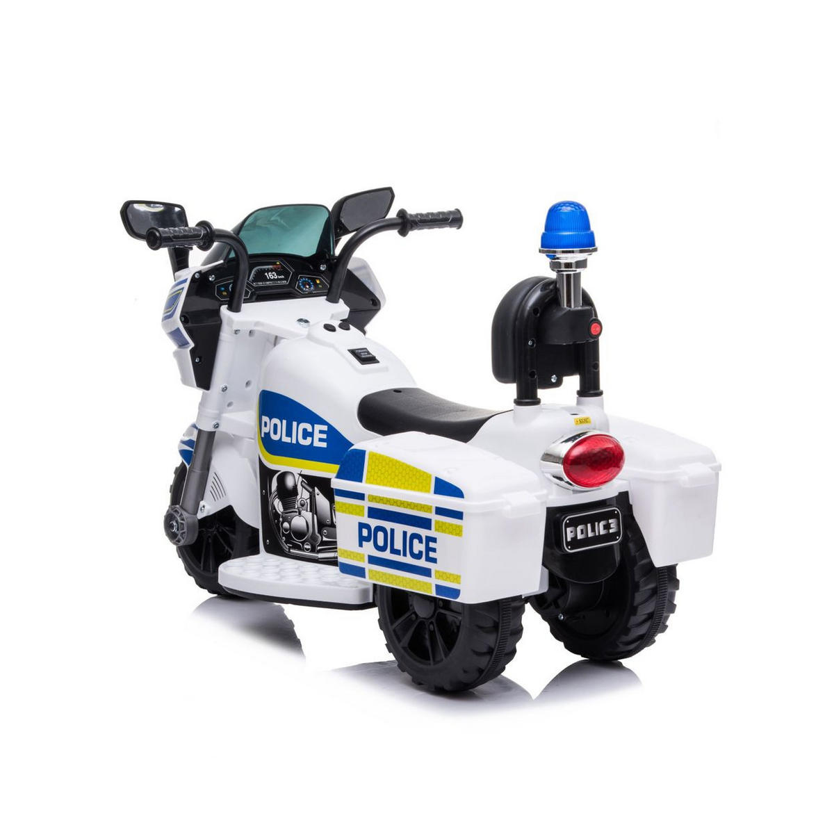 ELEKTROMOTORRAD Polizei weiß blau 3 Räder Scheinwerfer Musikfunktion - Blau, Kunststoff (77/42/50cm) - Chipolino