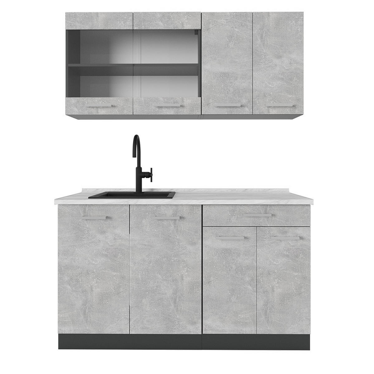 JEDNOTKOVÁ KUCHYNĚ R-Line Beton/antracit - šedá/antracitová, kompozitní dřevo (140/81.6/60cm) - Vicco