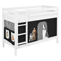 ETAGENBETT JELLE 90x200 cm Star Wars schwarz - Hochbett - inkl. Vorhang und 2 Lattenrosten - Weiß, Holz - Lilokids