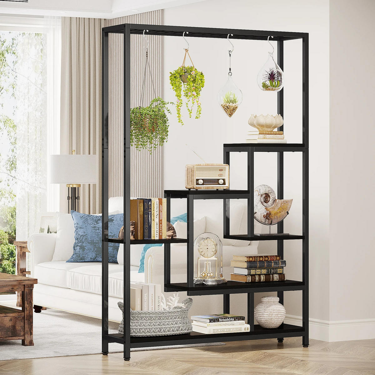 PFLANZENREGAL 5-stufig Schwarz - Schwarz, Holz (100/180/30cm) - Beaface