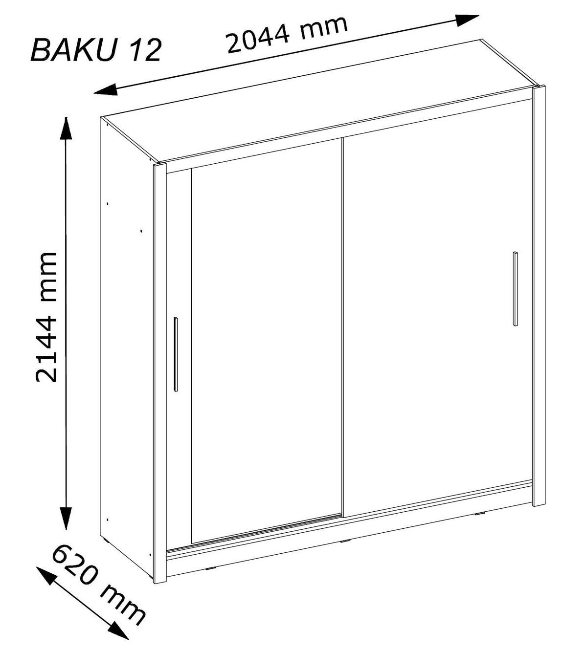 SCHIEBETÜRENSCHRANK Baku graphit 205 / 62 / 214,4cm - Graphitfarben, Holz/Holzwerkstoff (205/215/62cm) - Feldmann-Wohnen