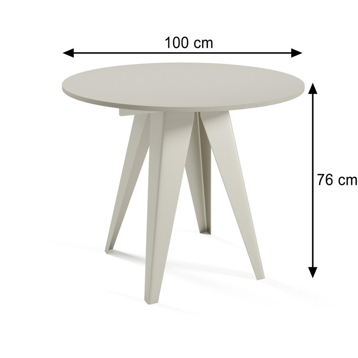 ESSTISCH Gala, Runder Tisch mit Ausziehfunktion, 100-140x100 cm, Kaschmir - Kaschmir, Metall (100/100/76cm) - Beautysofa