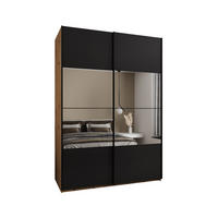 SCHWEBETÜRENSCHRANK 245,5/180/64 2-türig - Schwarz/Eiche Artisan, Holz/Metall (180/245/64cm) - Abiks Möbel