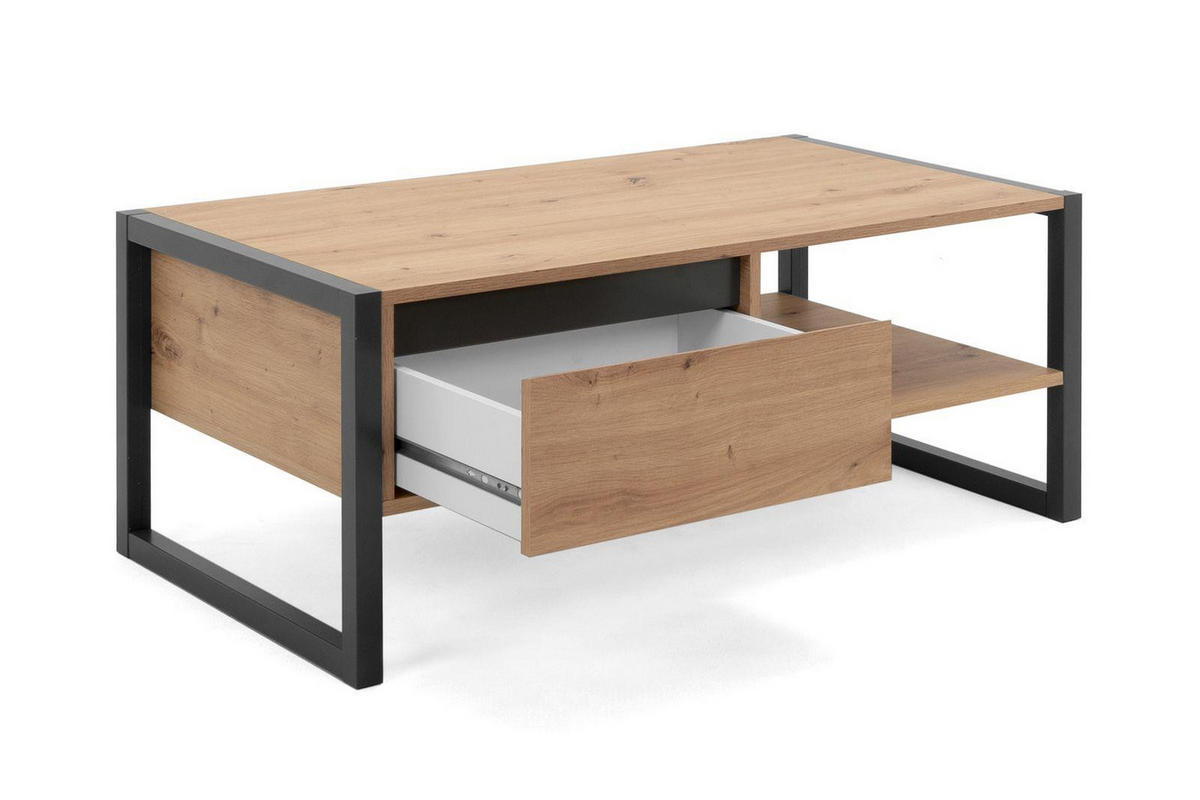 COUCHTISCH Portland 55 in Artisan Oak - Griffleiste mit Schrägkante - Eiche Artisan, Holzwerkstoff (55/100/40cm) - möbelvita