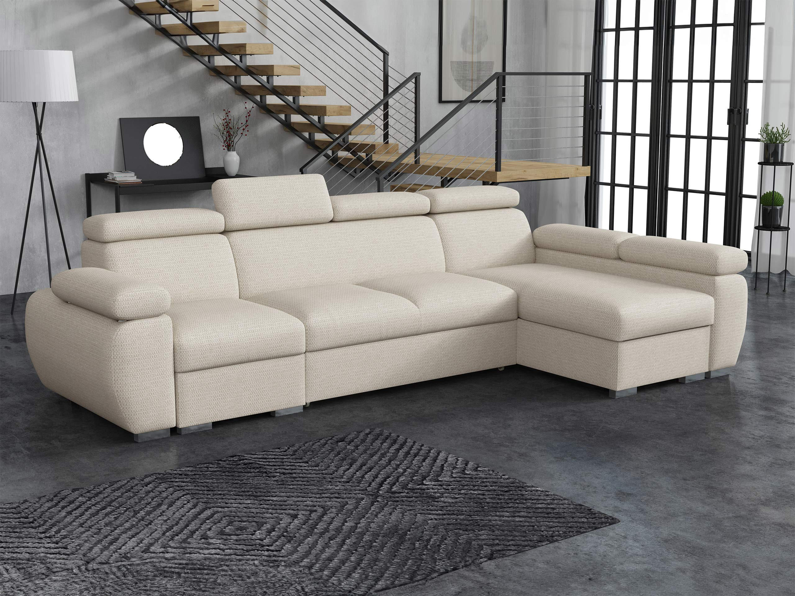 ECKSOFA Boston LCP, Seite: Rechts 1P(65)+2R+LCP - Silberfarben/Creme, Holz/Textil (320/170cm) - MIRJAN24