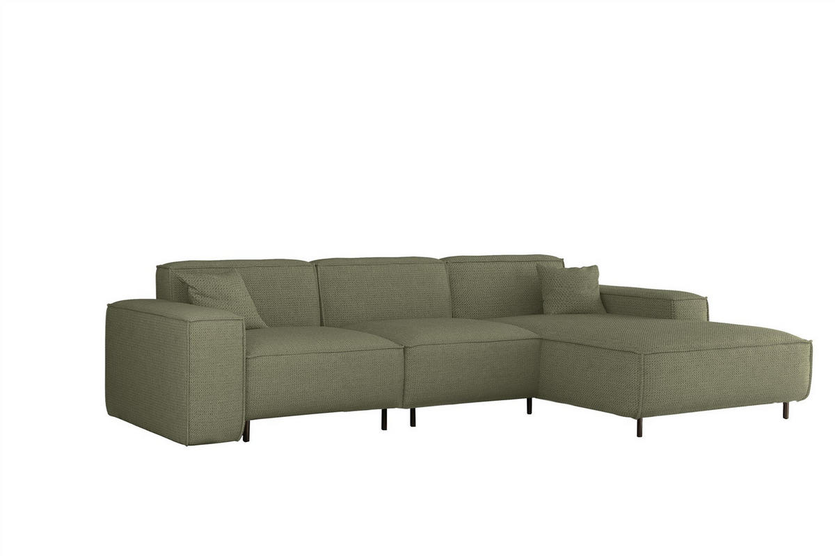 ECKSOFA Gloria In Artico - Grün, Holzwerkstoff/Textil (266/165cm) - Fun Möbel