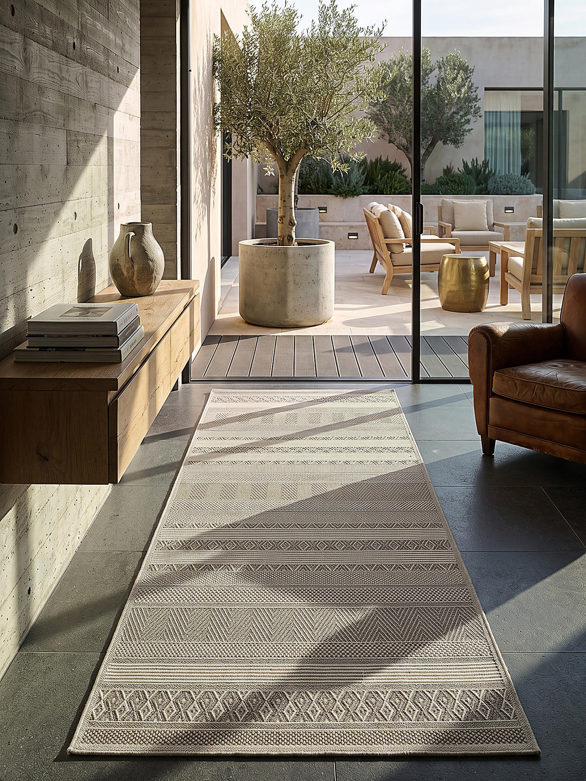TEPPICH Flachgewebe ESERA Gestreift Polypropylen Beige 80 x 150 cm - Beige, Textil (80/150cm) - KADIMA DESIGN