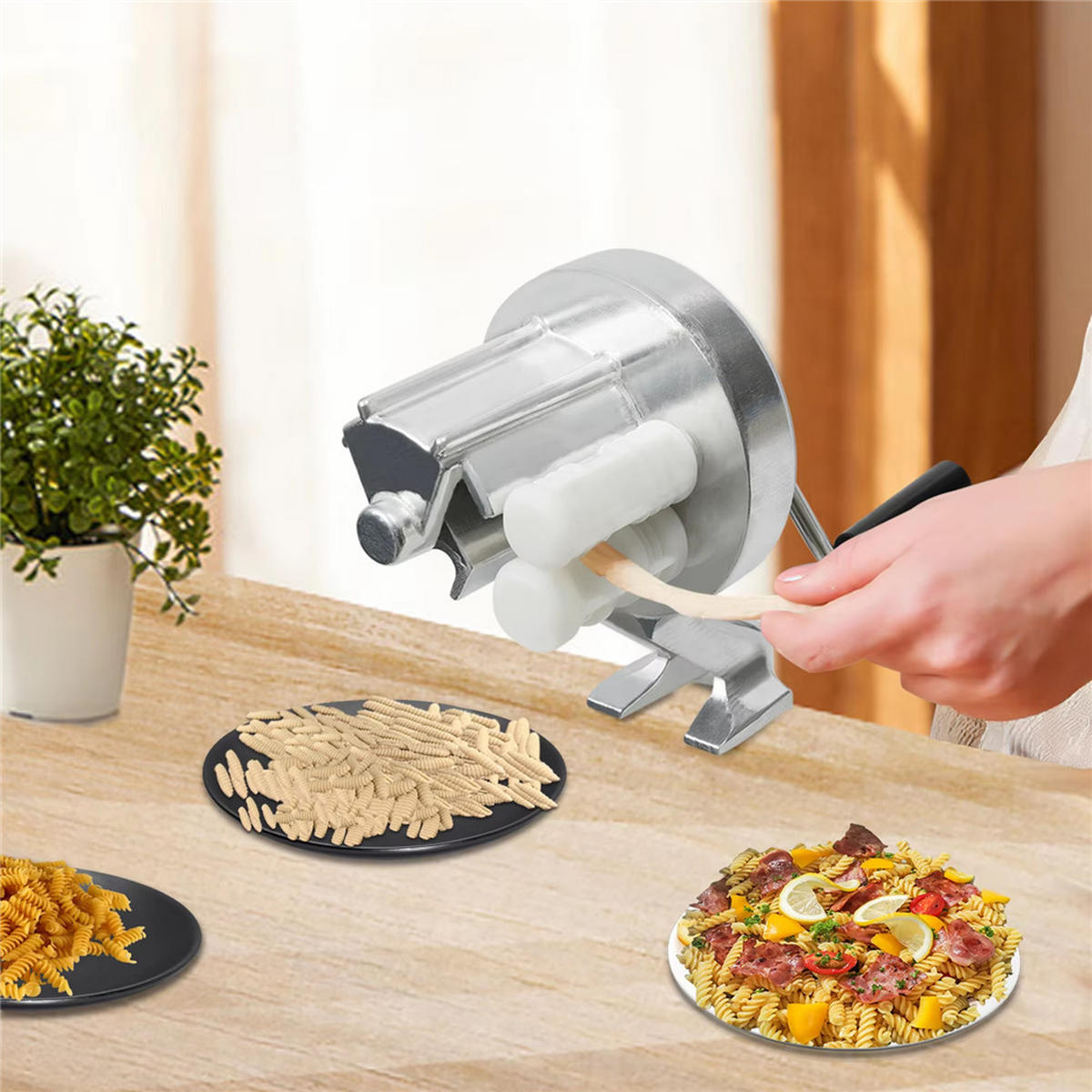 NUDELMASCHINE Manuell Gnocchi Cavatelli Spaghetti Pasta - Silberfarben, Metall (1/1/1cm) - Bextcok