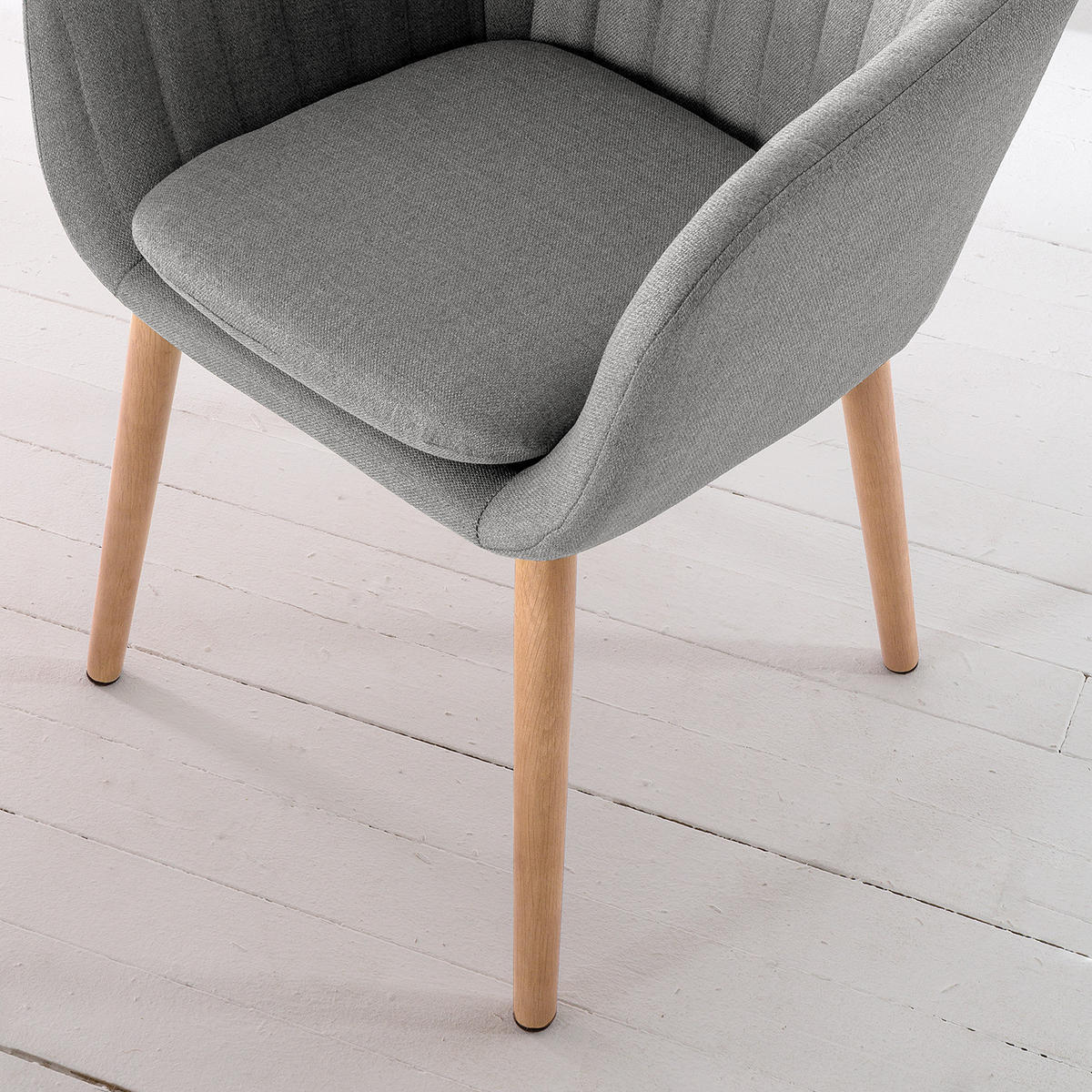 ARMLEHNENSTUHL - Textil / Massivholz - Eichefarben/Grau, Eichenholz/Holz (57/83/61cm) - home24
