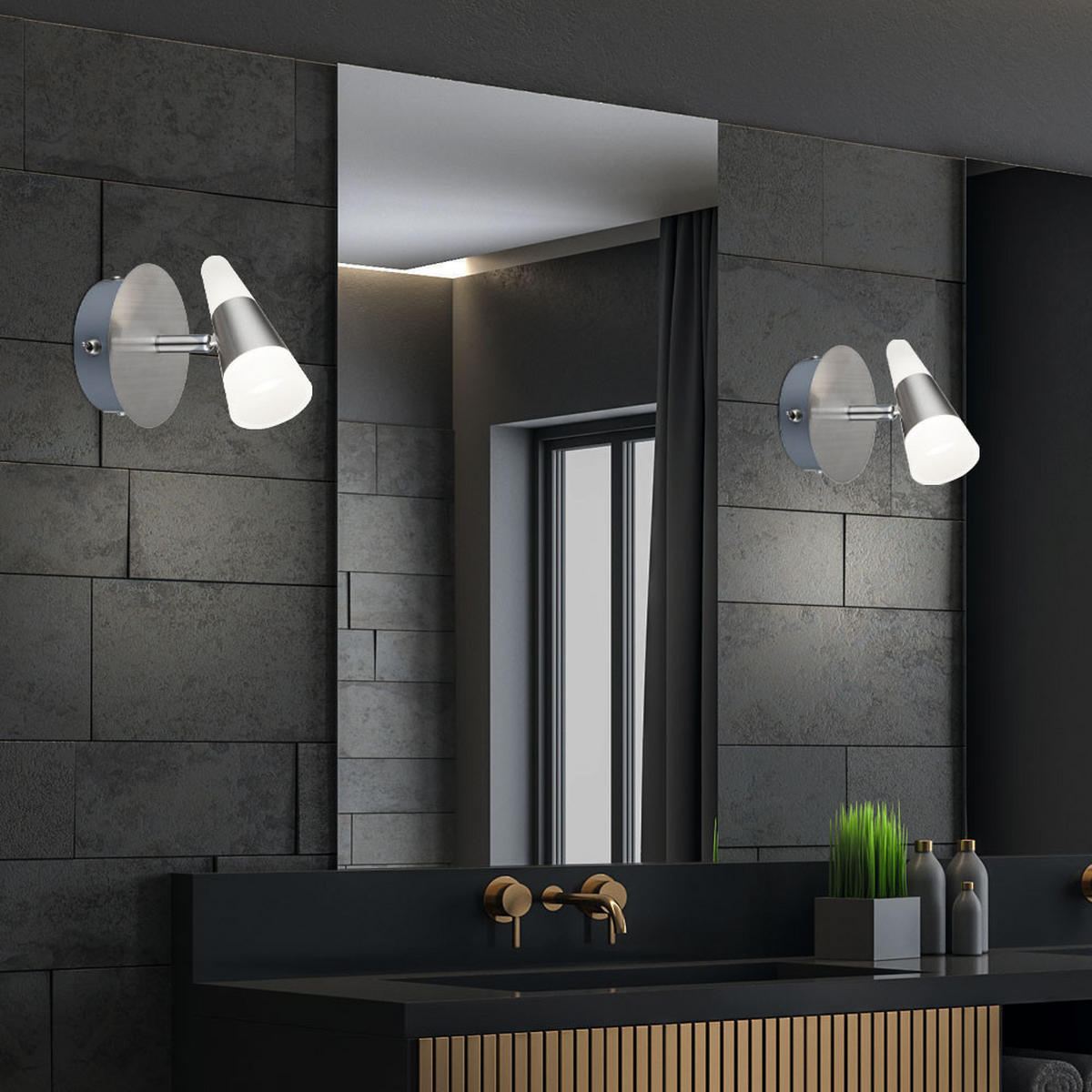 LED WANDLEUCHTE FRISO Metall Silber 2er Set - Silberfarben, Metall (12/14/13cm) - Globo Lighting